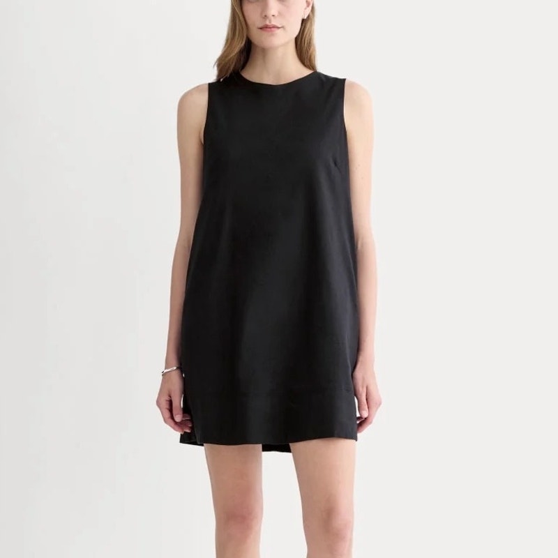 Everlane The Shift Dress In Stretch Linen Black Size 2 Nwt